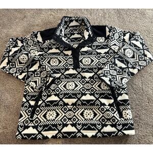 Columbia Pullover Womens XL Black White Fleece Aztec Pattern XL5190 Outdoors